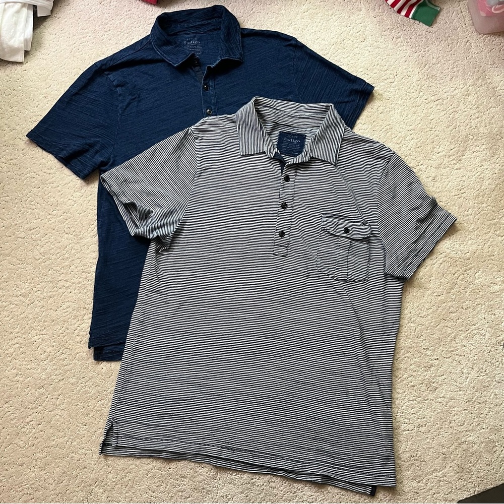 J.Crew Men’s Polo Shirt Set Indigo Dye Stripe L